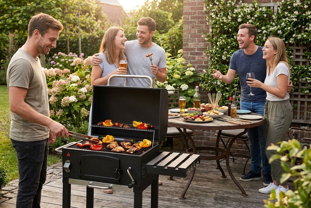 GrillMaster Zahradní gril na dřevěné uhlí American BBQ 5